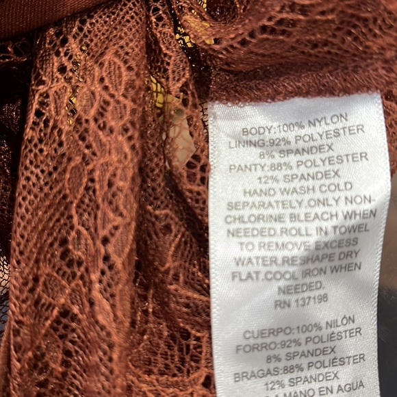 NWT Danielle Bernstein Brown Lace Thong Sleeveless Bodysuit Top - Picture 9 of 9